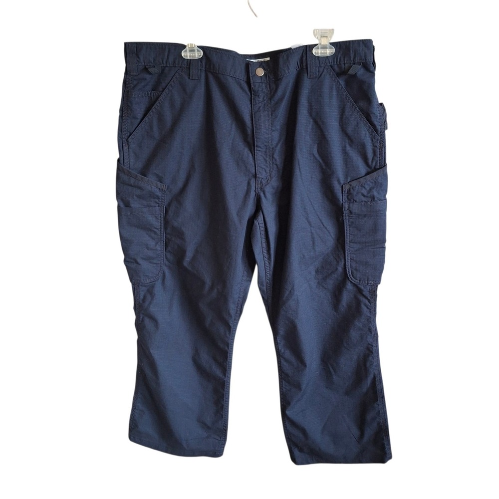 Carhartt Mens Pants 40x30 (Fit 40x27) Navy Blue Ripstop Loose Fit Tactical Cargo